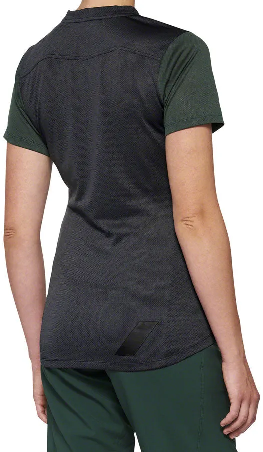 100% Ridecamp Jersey - Charcoal/Green, Short Sleeve, Women's, Large