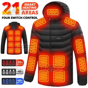 21 Areas Heated Jacket Winter Men's Women's Motorcycle Jacket USB Electric Heating Jacket Heated Vest Moto Thermal Clothing Coat