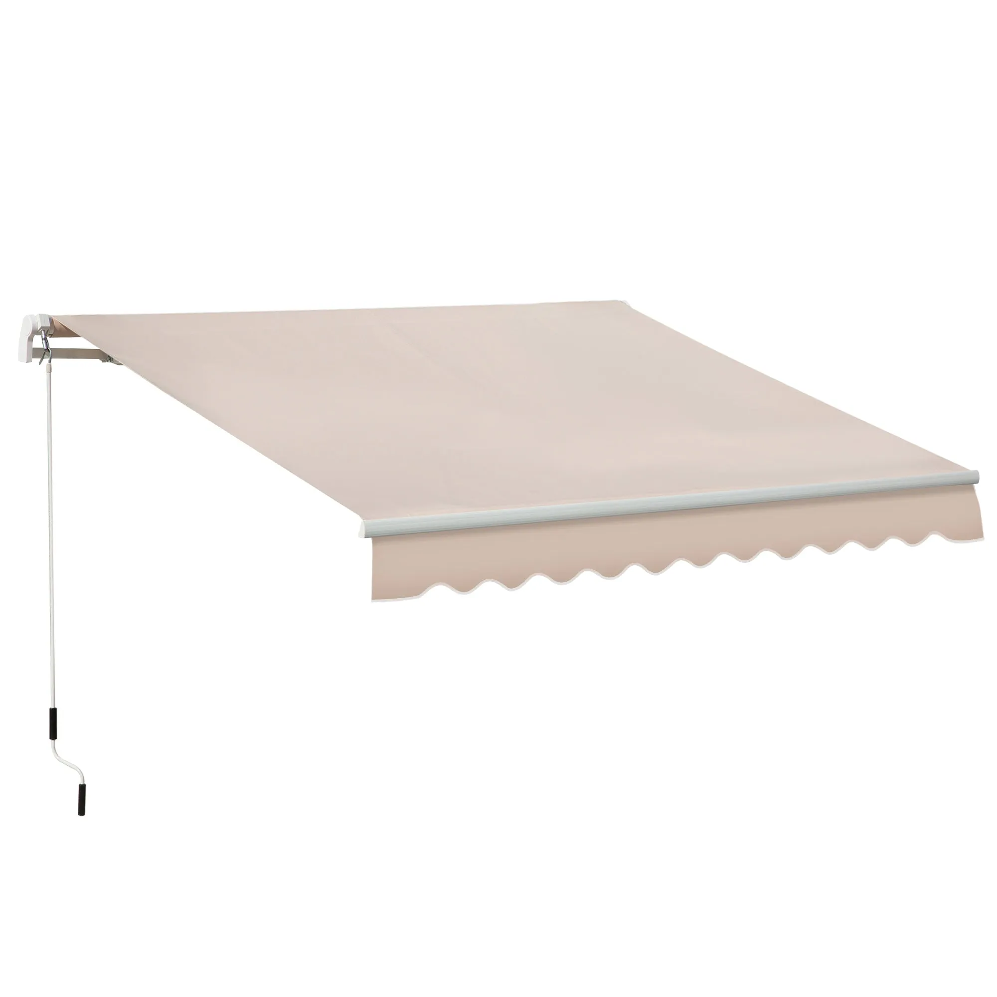 4x2.5m Retractable Manual Awning Window Door Sun Shade Canopy with Fittings and Crank Handle Beige