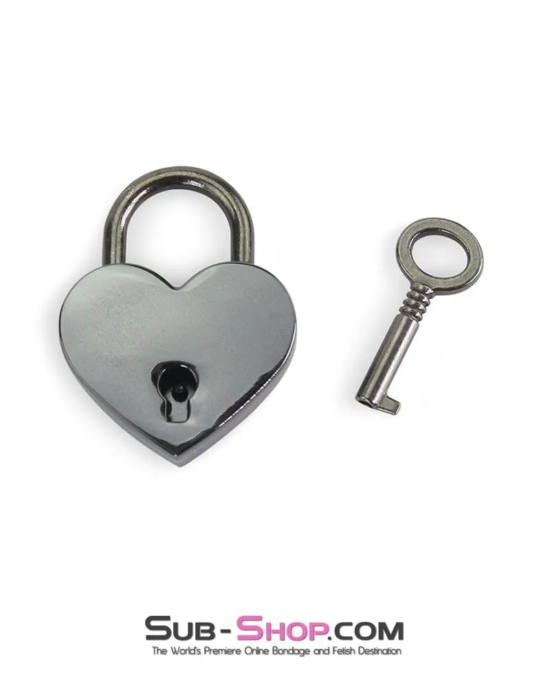 9725AE      Black Chrome Heart Bondage Gear Padlock