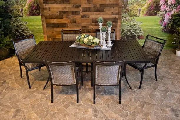 BIMINI 7 PIECE DINING SET - 66" Round Stone Harbor Dining Table and 6 Chairs