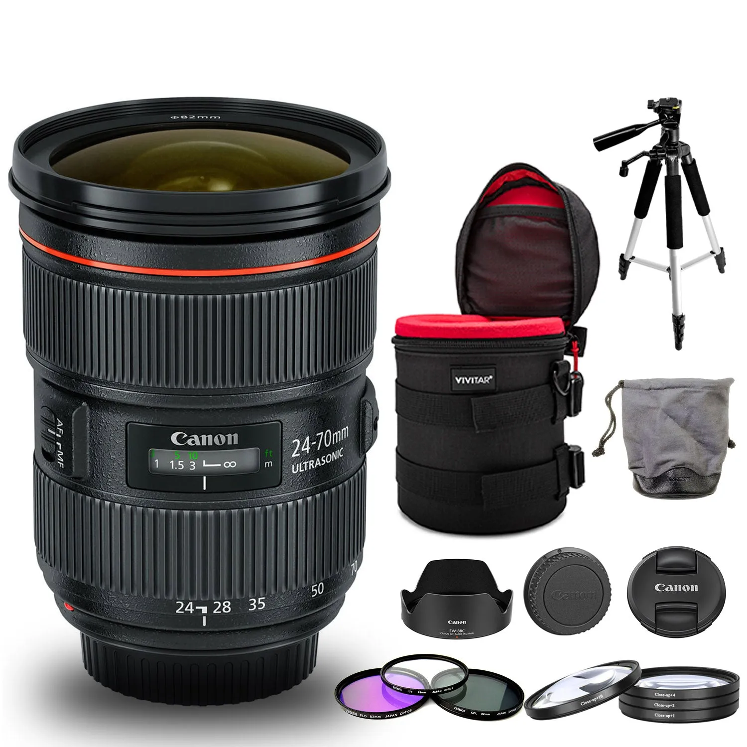 Canon EF 5175B002 24-70mm f/2.8 L II USM Lens - Black Bundle