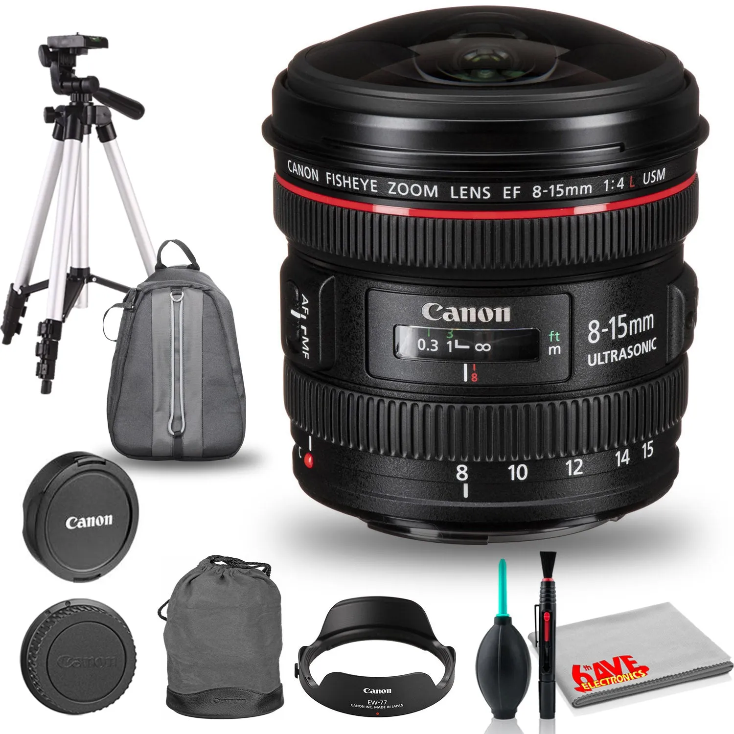 Canon EF 8-15mm f/4L Fisheye USM Ultra-Wide Zoom Lens Bundle