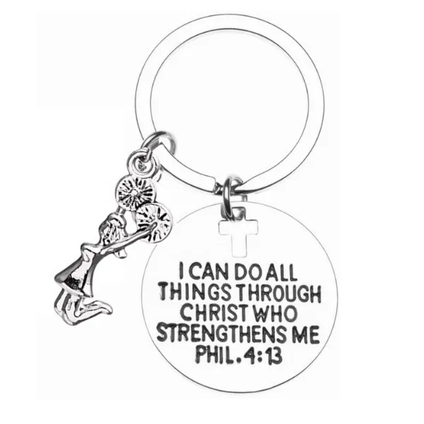 Cheer I Can Do All Things Through Christ Who Strengthens Me Phil. 4:13 Charm Keychain