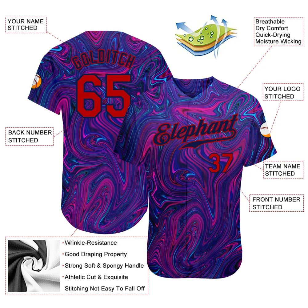 Custom 3D Pattern Design Abstract Interweaving Curved Fluid Art Authentic Baseball Jersey