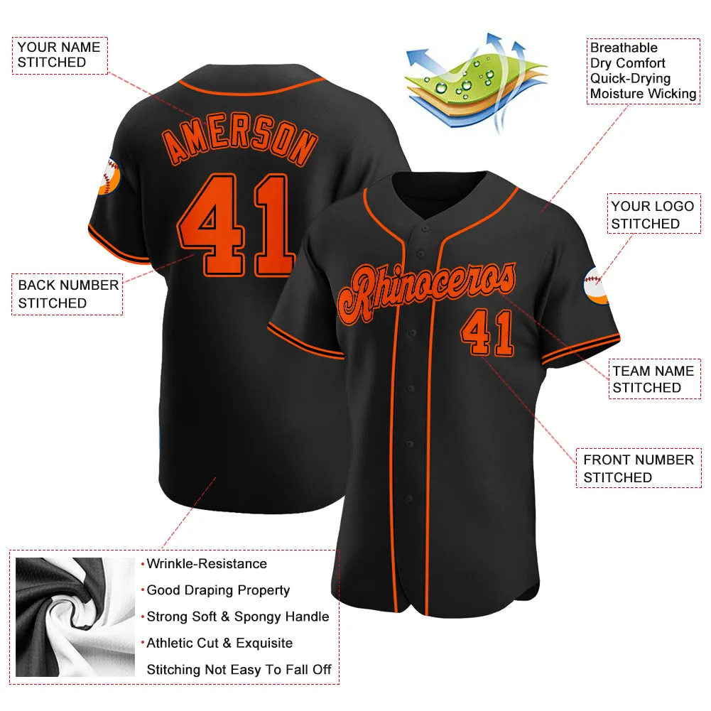 Custom Black Orange-Black Authentic Baseball Jersey