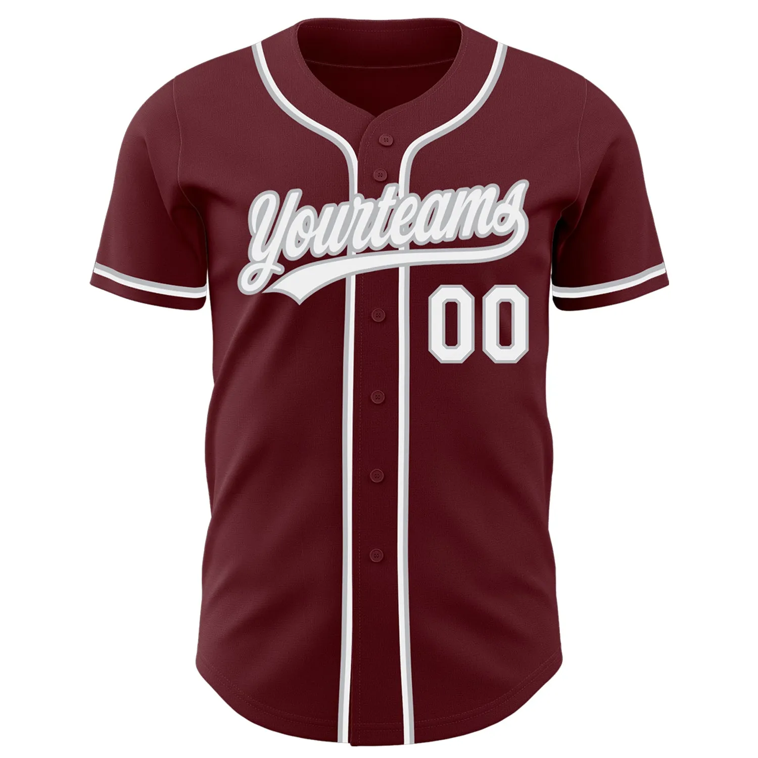 Custom Burgundy White-Gray Authentic Baseball Jersey