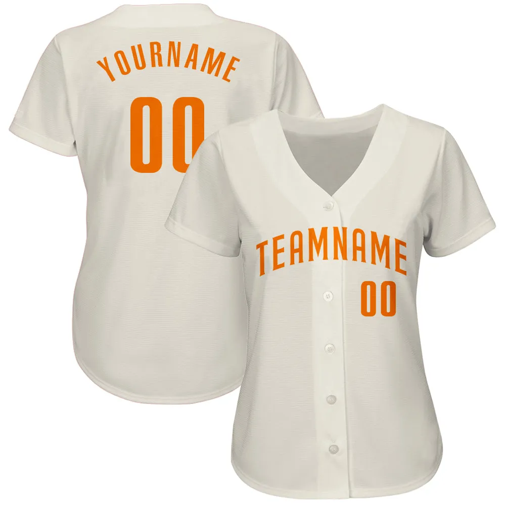 Custom Cream Bay Orange Authentic Baseball Jersey