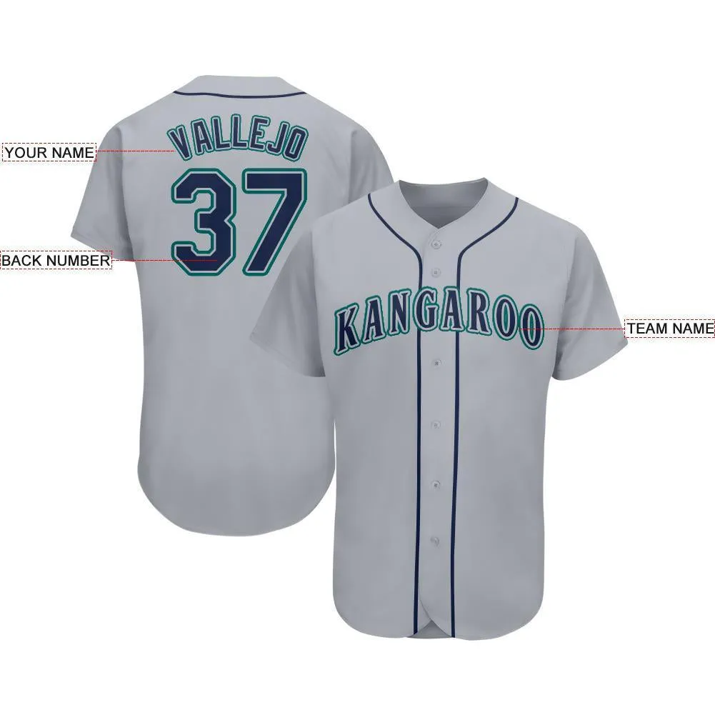 Custom Gray Navy-Teal Baseball Jersey