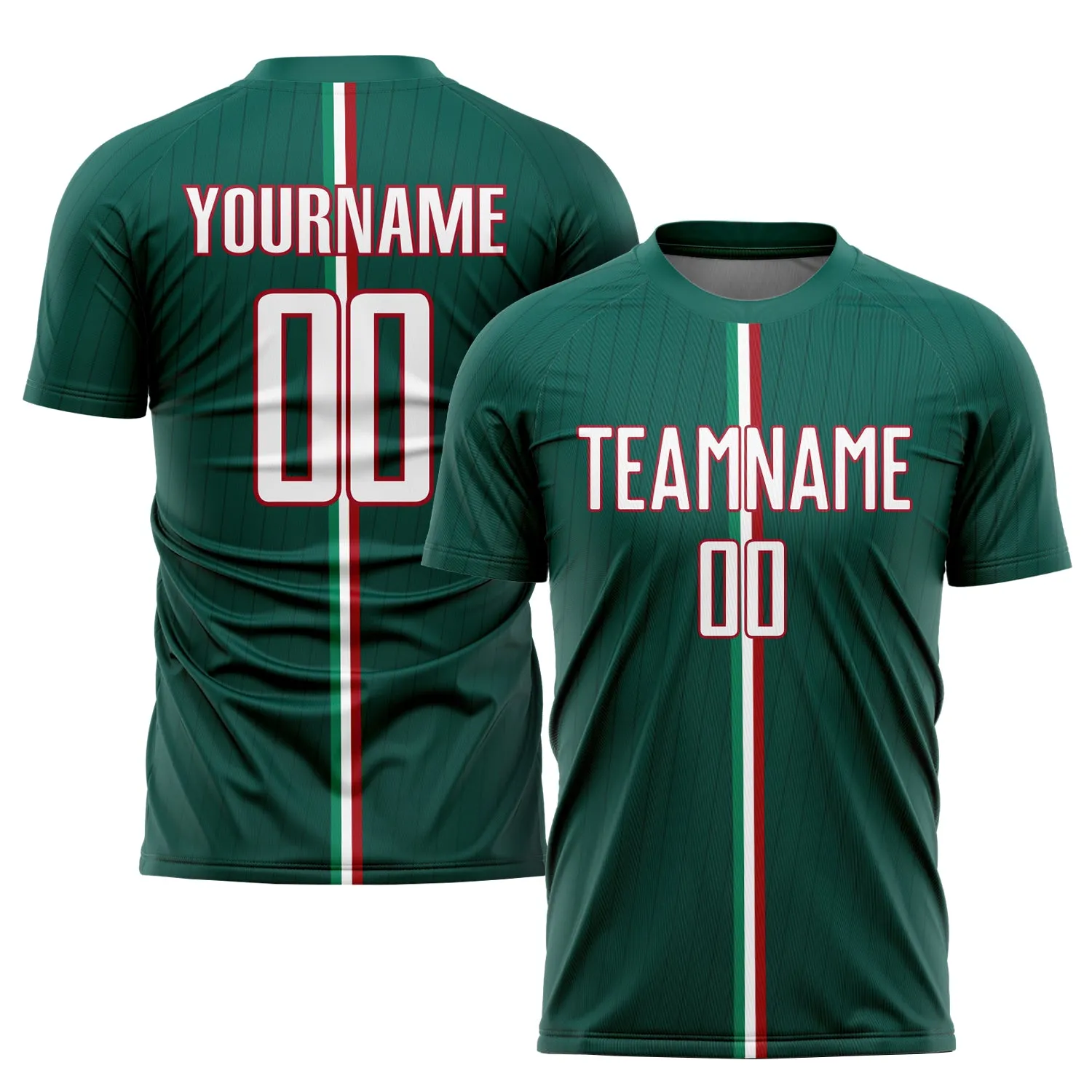 Custom Green White-Red Sublimation Mexico Soccer Uniform Jersey