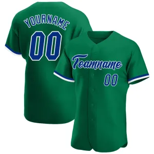 Custom Kelly Green Royal-White Authentic Baseball Jersey