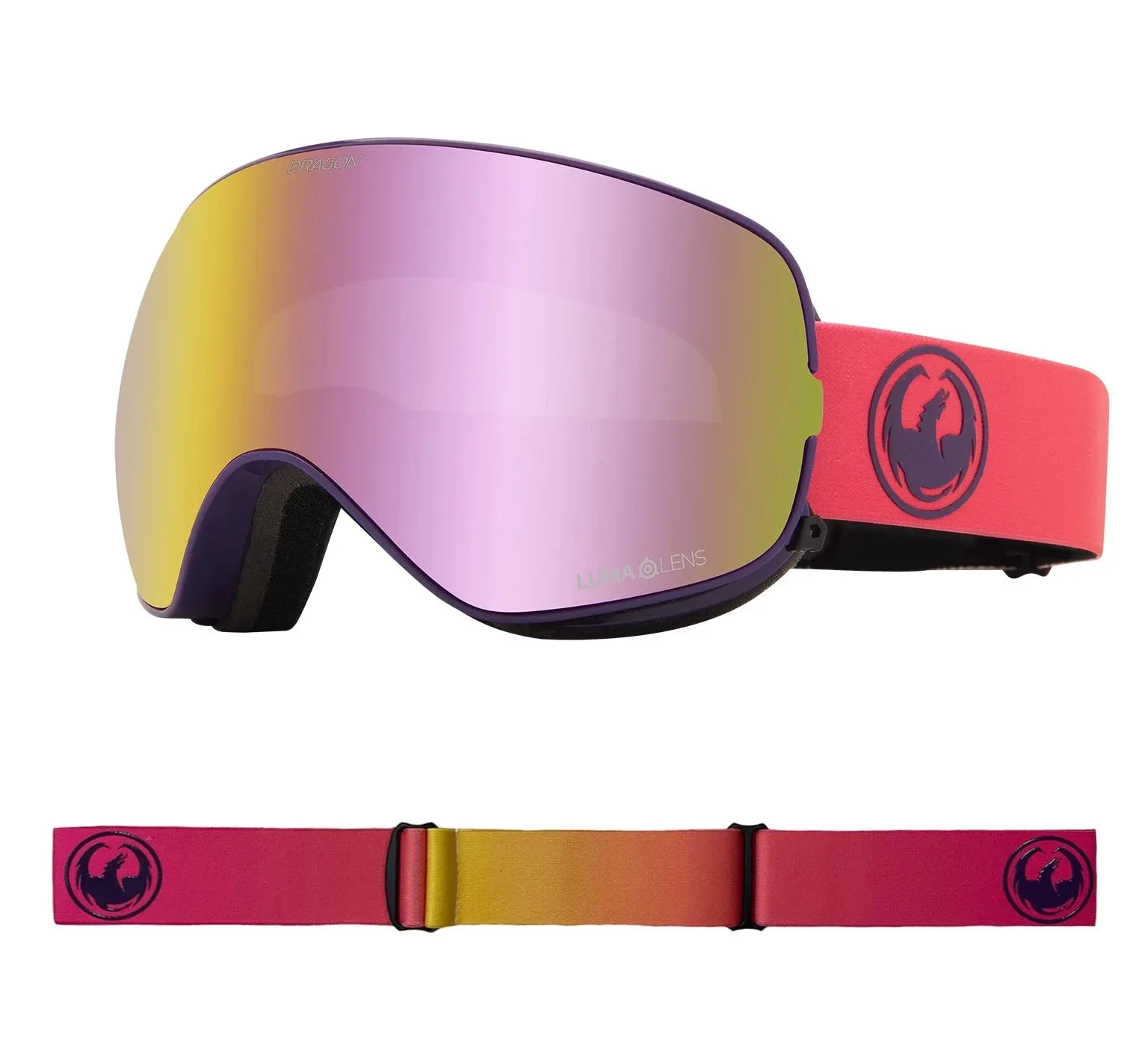 Dragon X2S Snow Goggles 2022 Fade Pink / Lumalens Pink Ion   Spare Lens