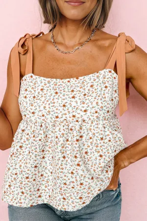 Floral Tie-Shoulder Babydoll Cami Top