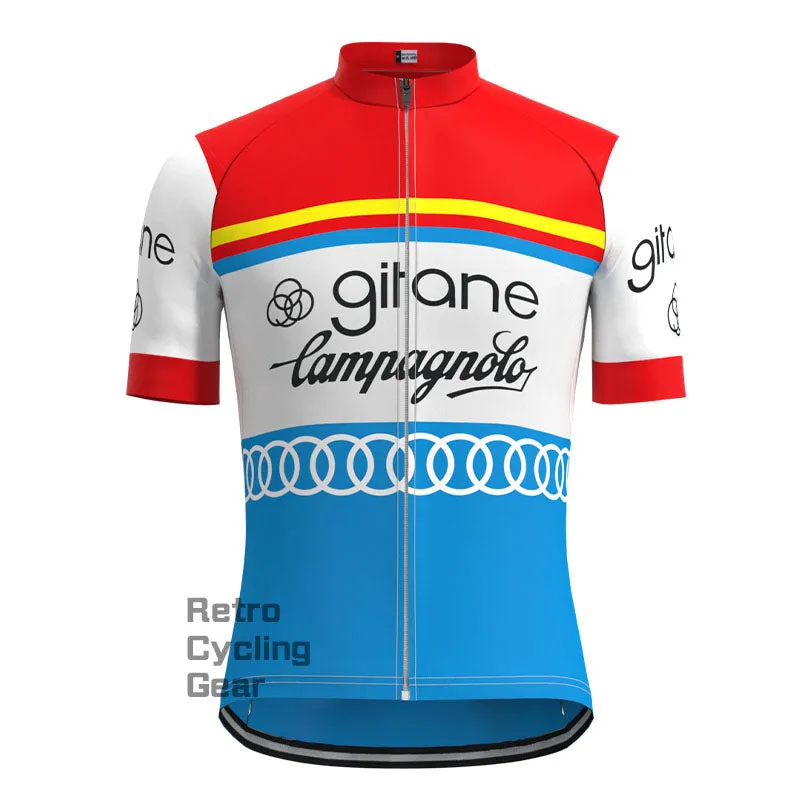 gitane Red Blue Retro Short Sleeve Cycling Kit