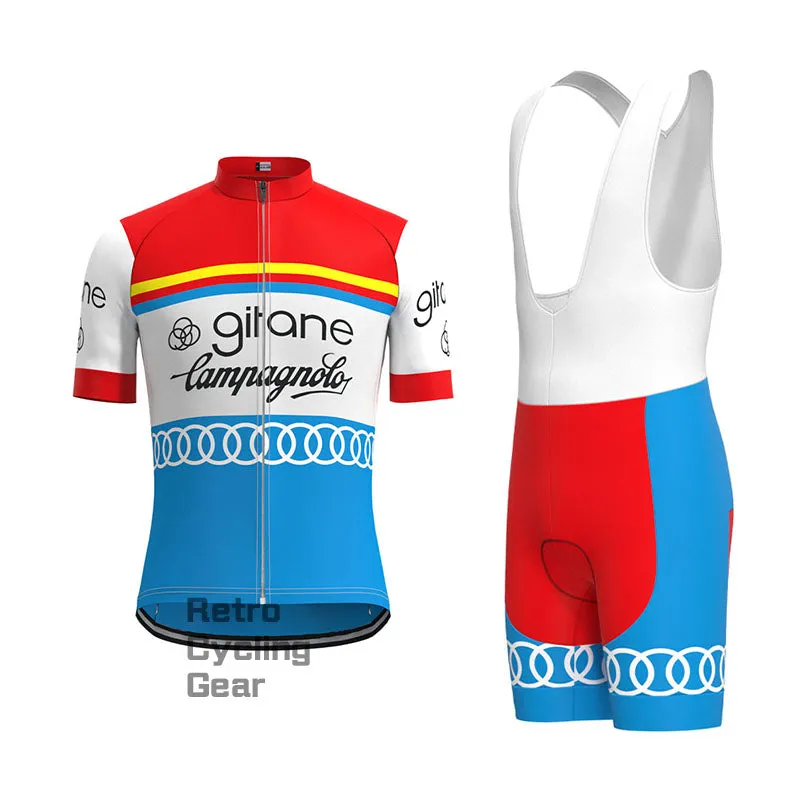 gitane Red Blue Retro Short Sleeve Cycling Kit