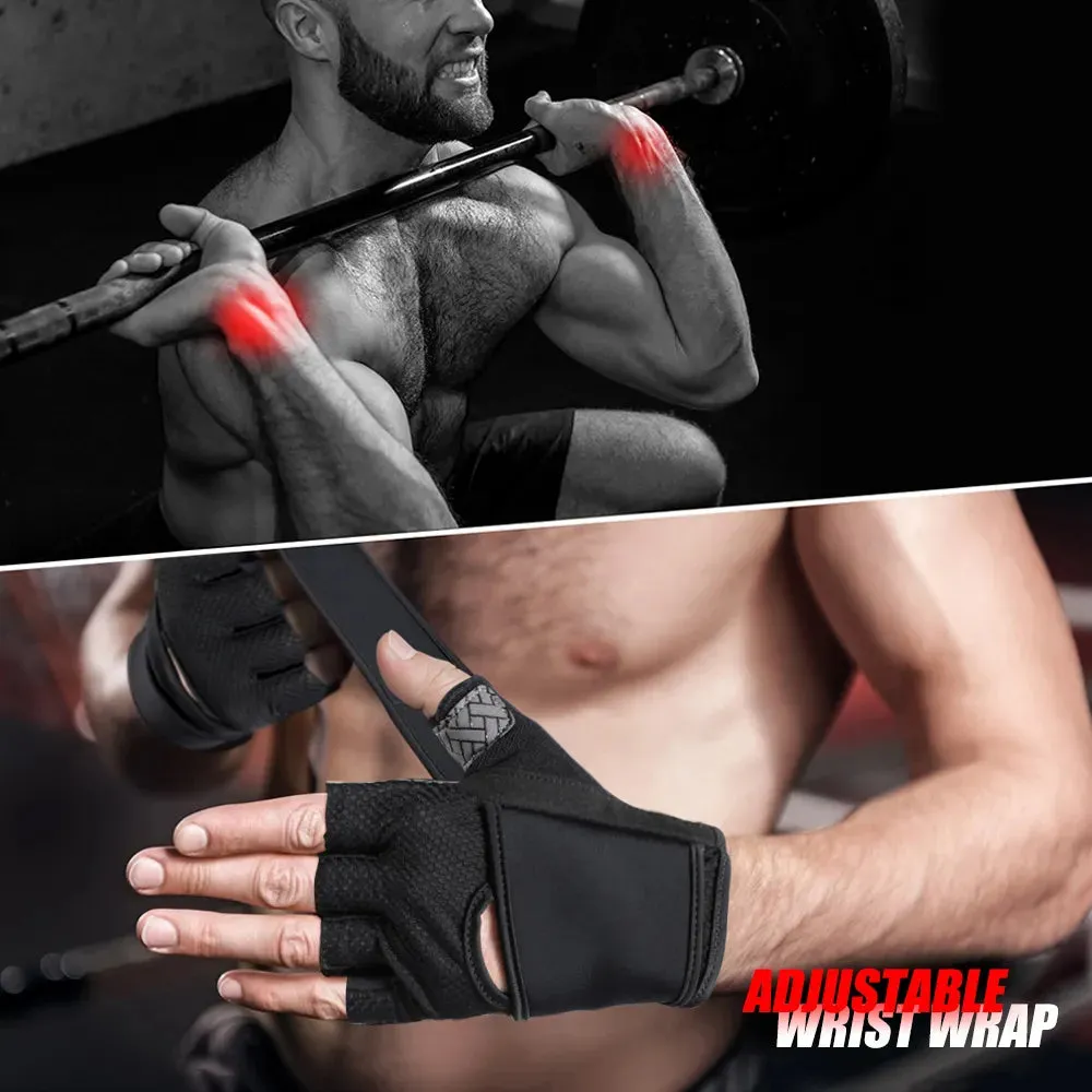 Gym Gloves Fitness Weight Lifting Body Building Training Sports Exercise Cycling Workout Anti-skid Half Finger Glove Men Women