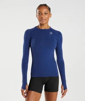 Gymshark Vital Seamless 2.0 Long Sleeve Top - Stellar Blue Marl