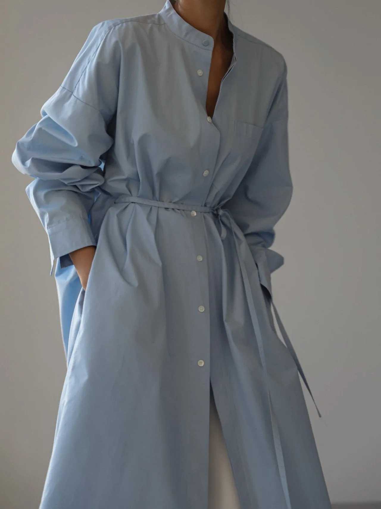 HENLEY NECK MAXI DRESS SHIRT