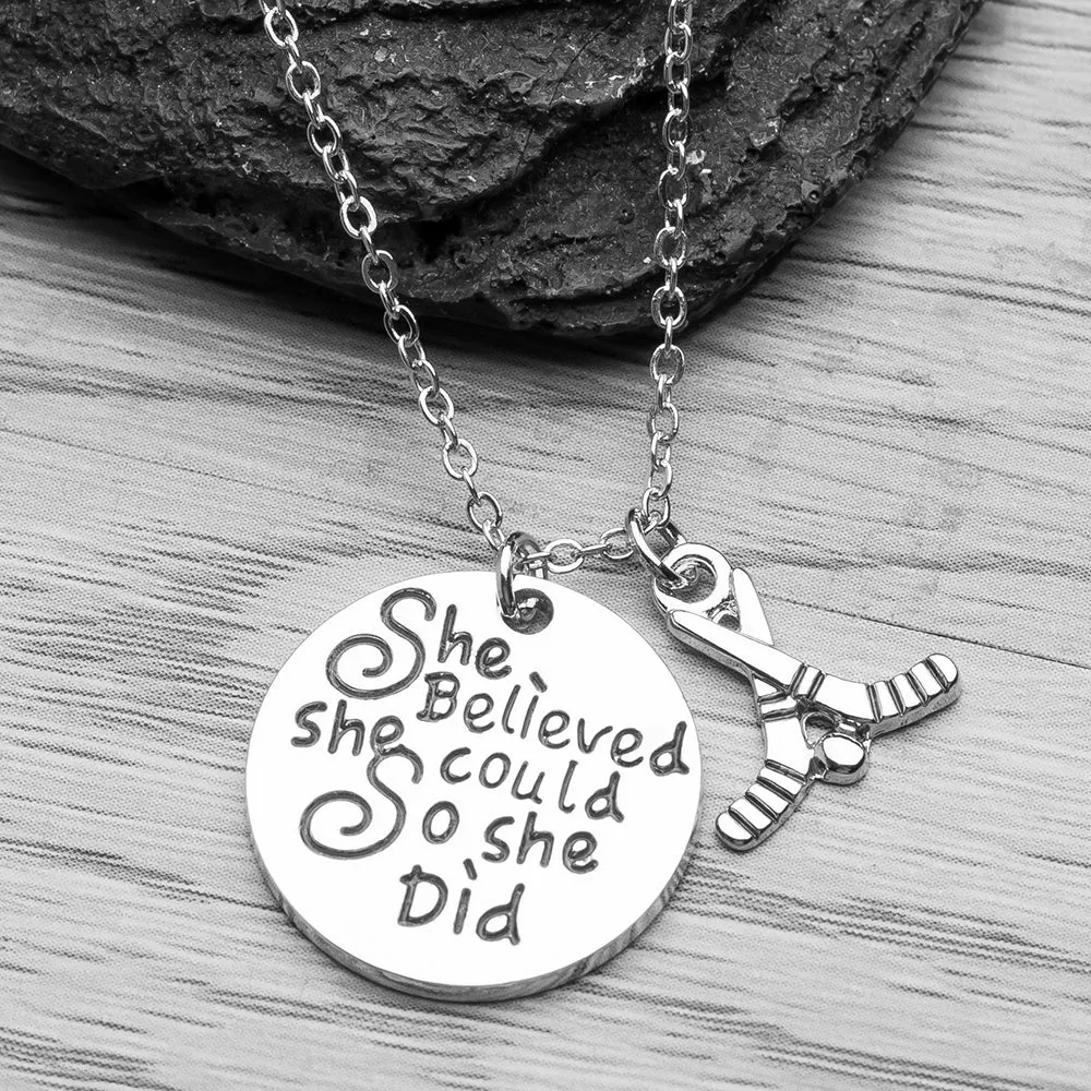 Ice Hockey She Believed She Could So She Did Necklace