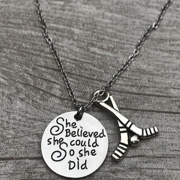 Ice Hockey She Believed She Could So She Did Necklace