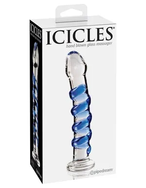 Icicles No. 5 Glass Dong - Clear/Blue