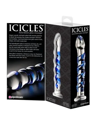 Icicles No. 5 Glass Dong - Clear/Blue