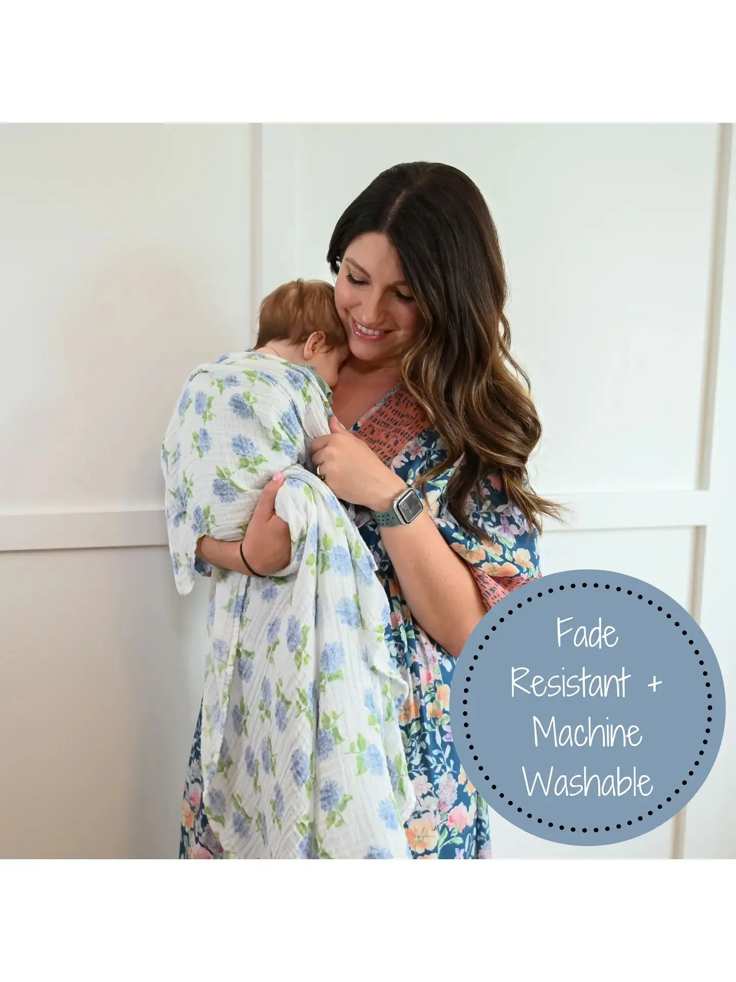 LollyBanks You Had Me At Hydrangea Baby Swaddle Blanket