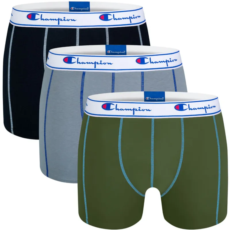 Men's Boxer Short Briefs Black/Grey/Green 3-Pack - Champion