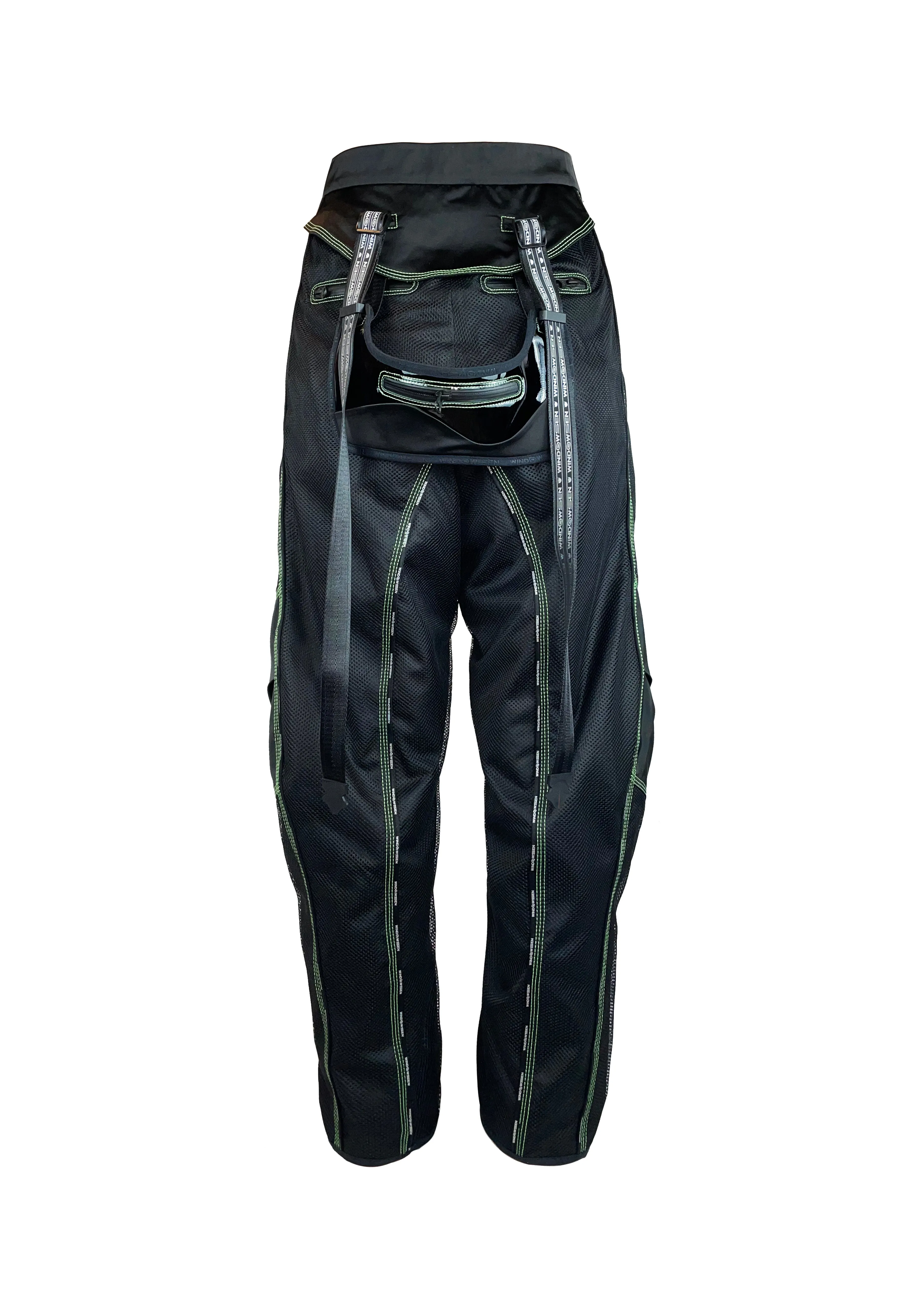 MESH NYLON TRACK PANTS WITH DETACHABLE BACK POCKET