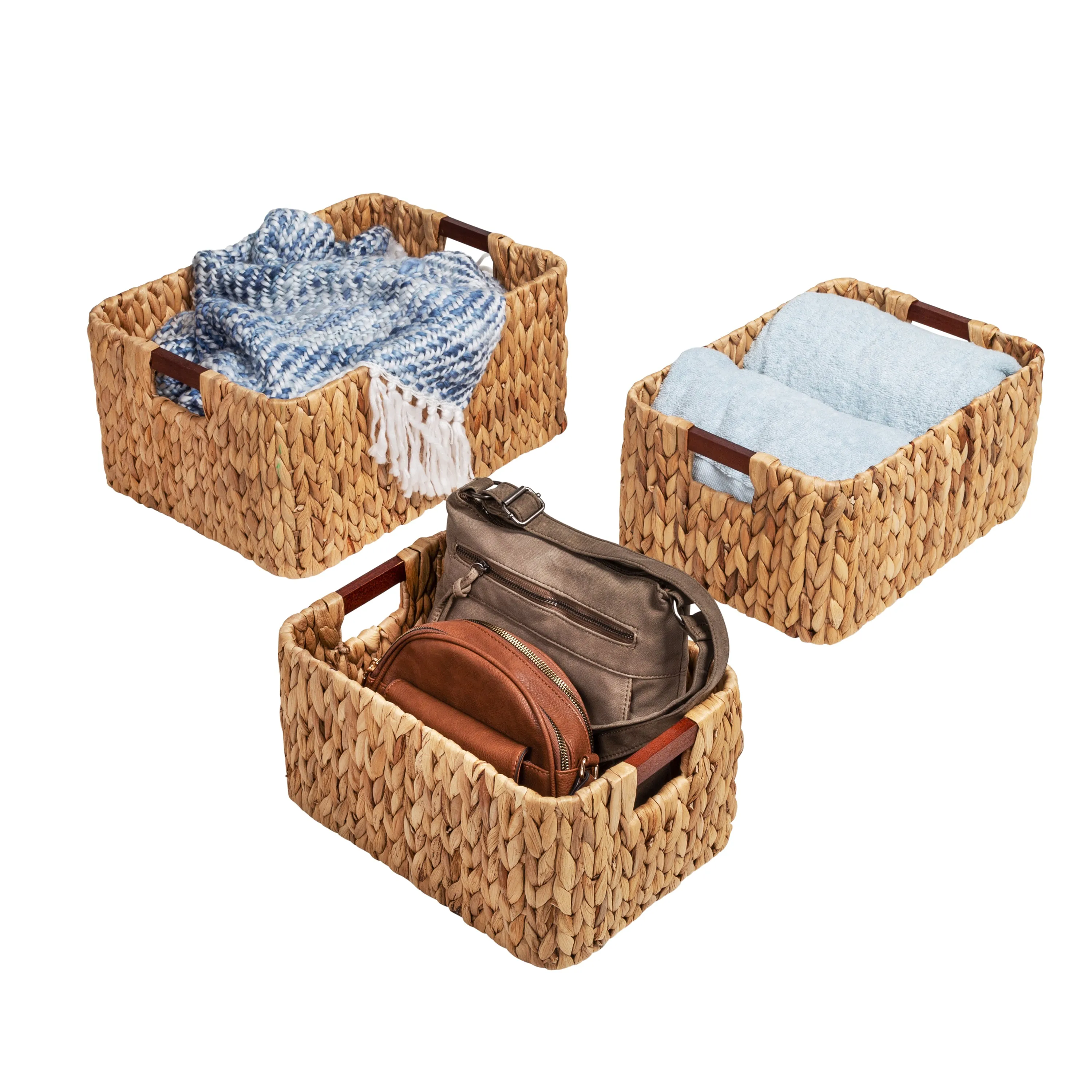 Natural Water Hyacinth Nesting Storage Baskets (3-Piece Set)