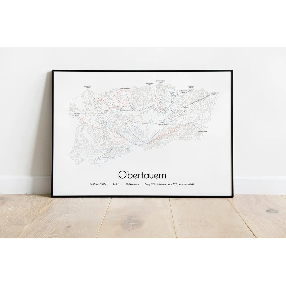 Obertauern Piste Map Wall Print