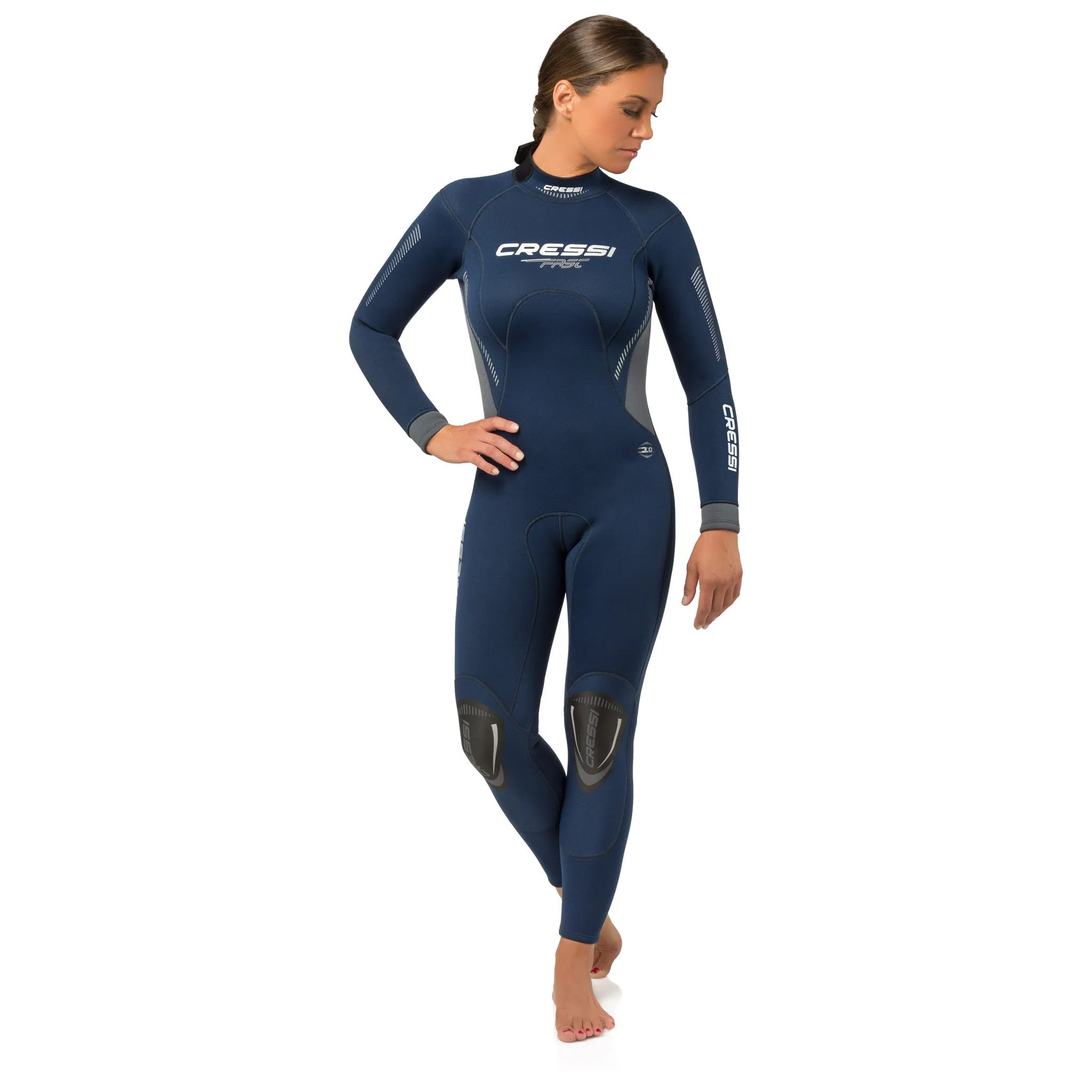 Open Box Cressi 3mm Ladys Fast Full Wetsuit Back-Zip, Size: X-Large