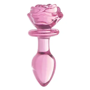 Pink Rose Glass Anal Plug - Medium