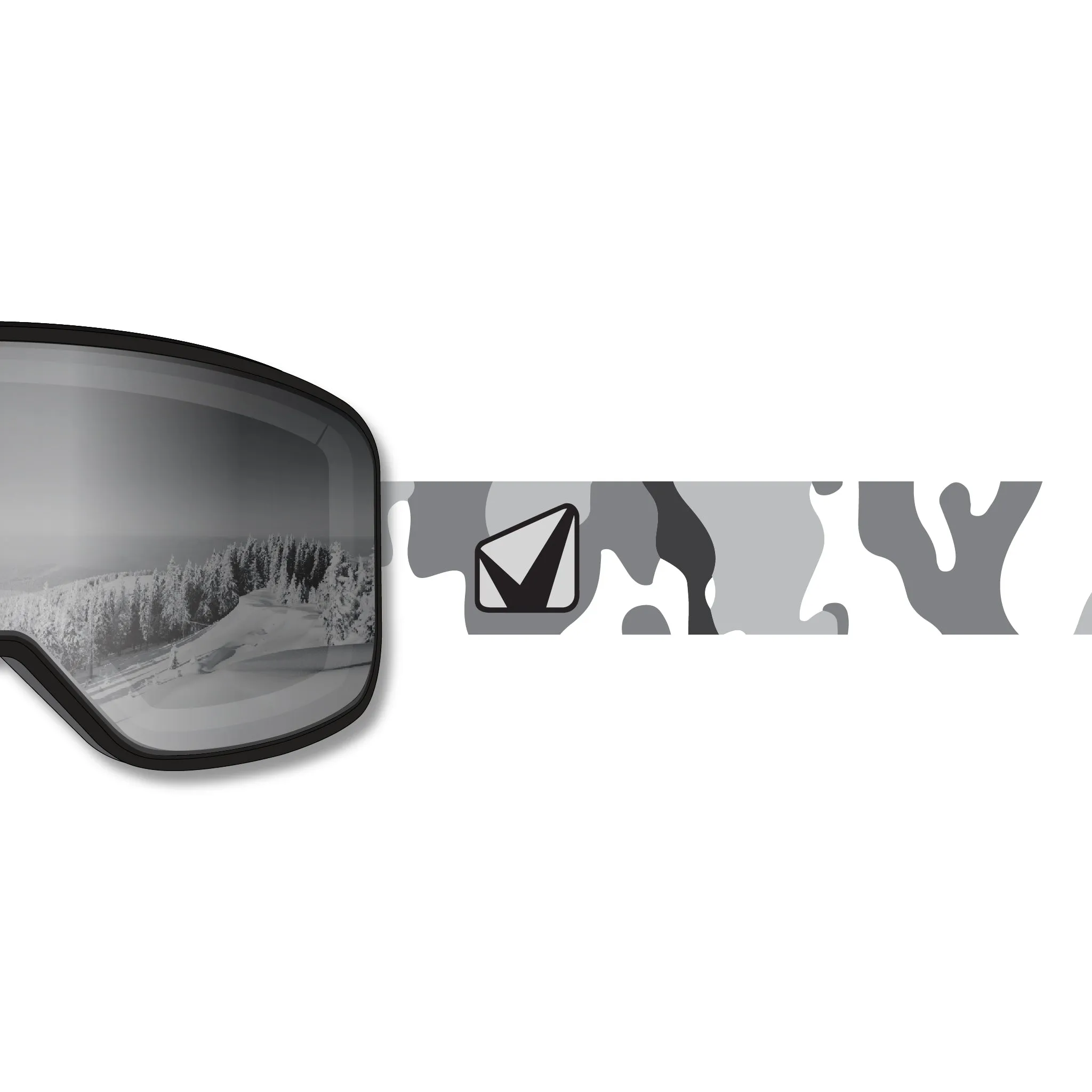 Prop Ski Goggle - Black Frame w/ Mirror Chrome Lens - Adult Universal