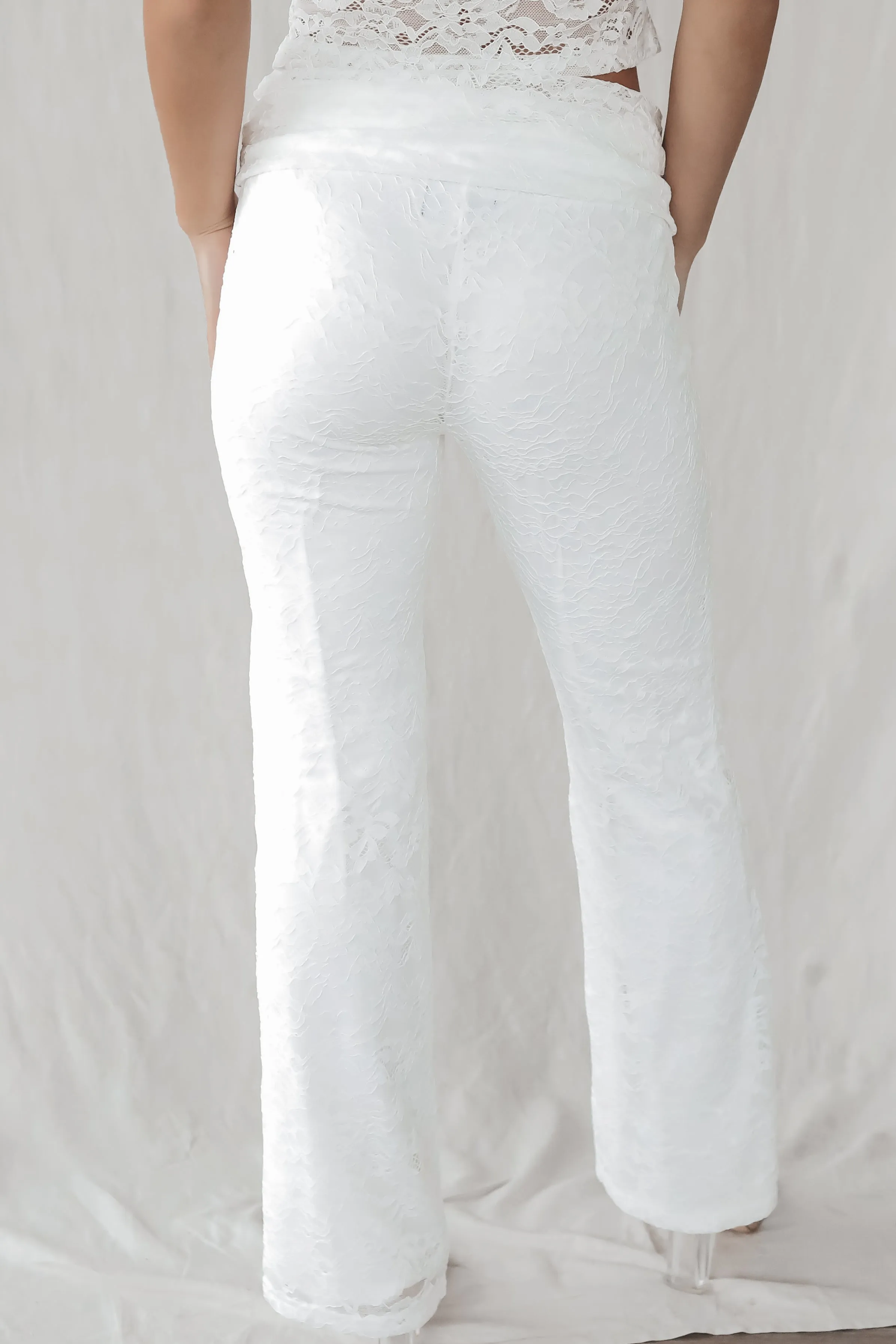 Runaway With Me White Lace Fold Over Pants