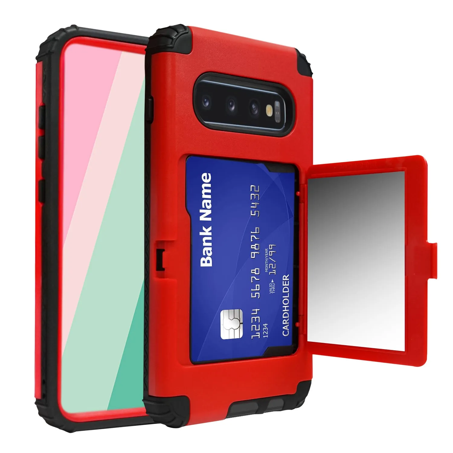 Samsung Galaxy S10  Case - Tough Defender, Card Slot, Mirror