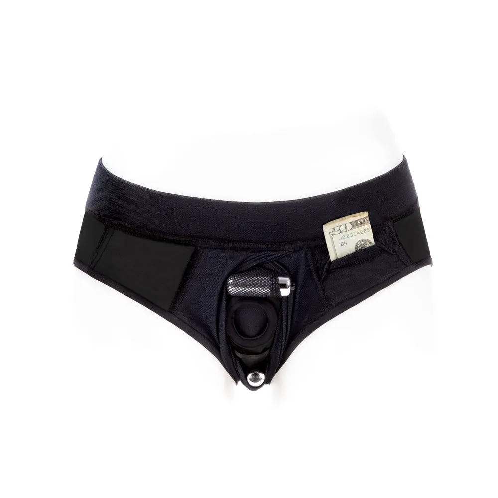 SpareParts Tomboi Cover Brief Style Underwear Harness Nylon Black/Black L