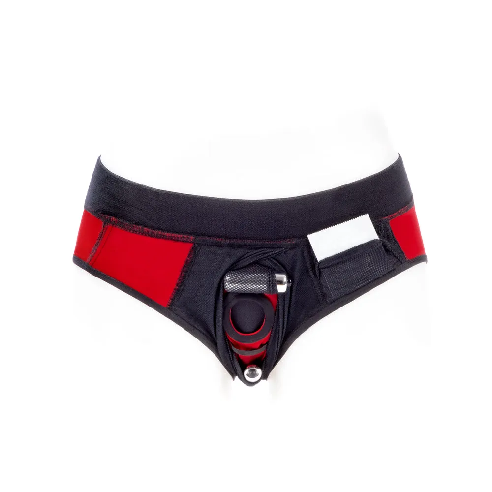 SpareParts Tomboi Cover Brief Style Underwear Harness Nylon Red/Black 3XL