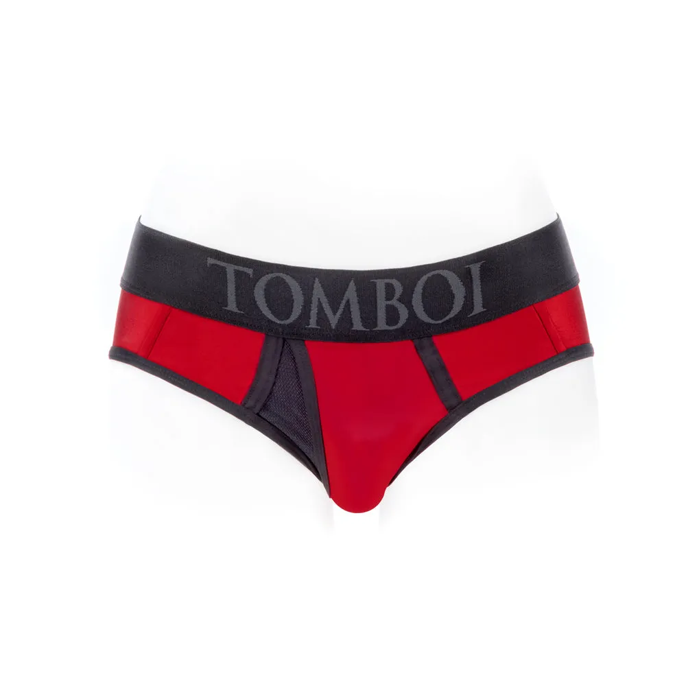 SpareParts Tomboi Cover Brief Style Underwear Harness Nylon Red/Black 3XL