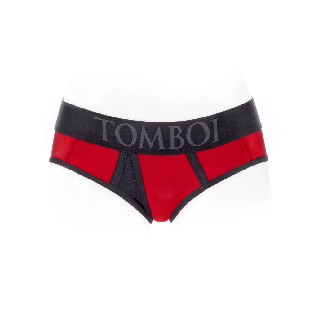 SpareParts Tomboi Cover Brief Style Underwear Harness Nylon Red/Black 3XL