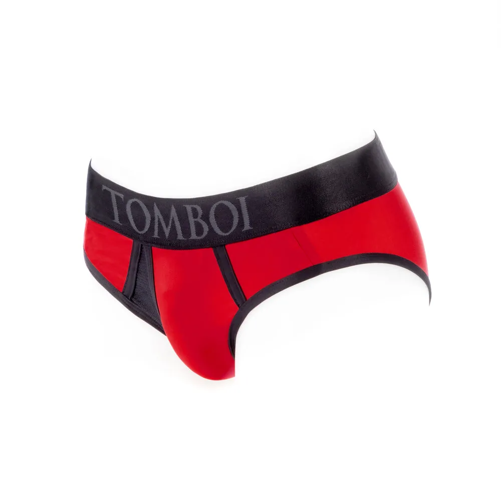 SpareParts Tomboi Cover Brief Style Underwear Harness Nylon Red/Black 3XL