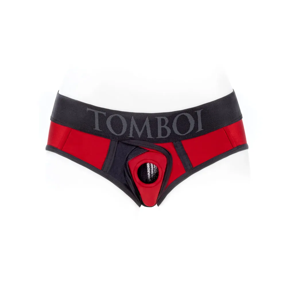 SpareParts Tomboi Cover Brief Style Underwear Harness Nylon Red/Black 3XL