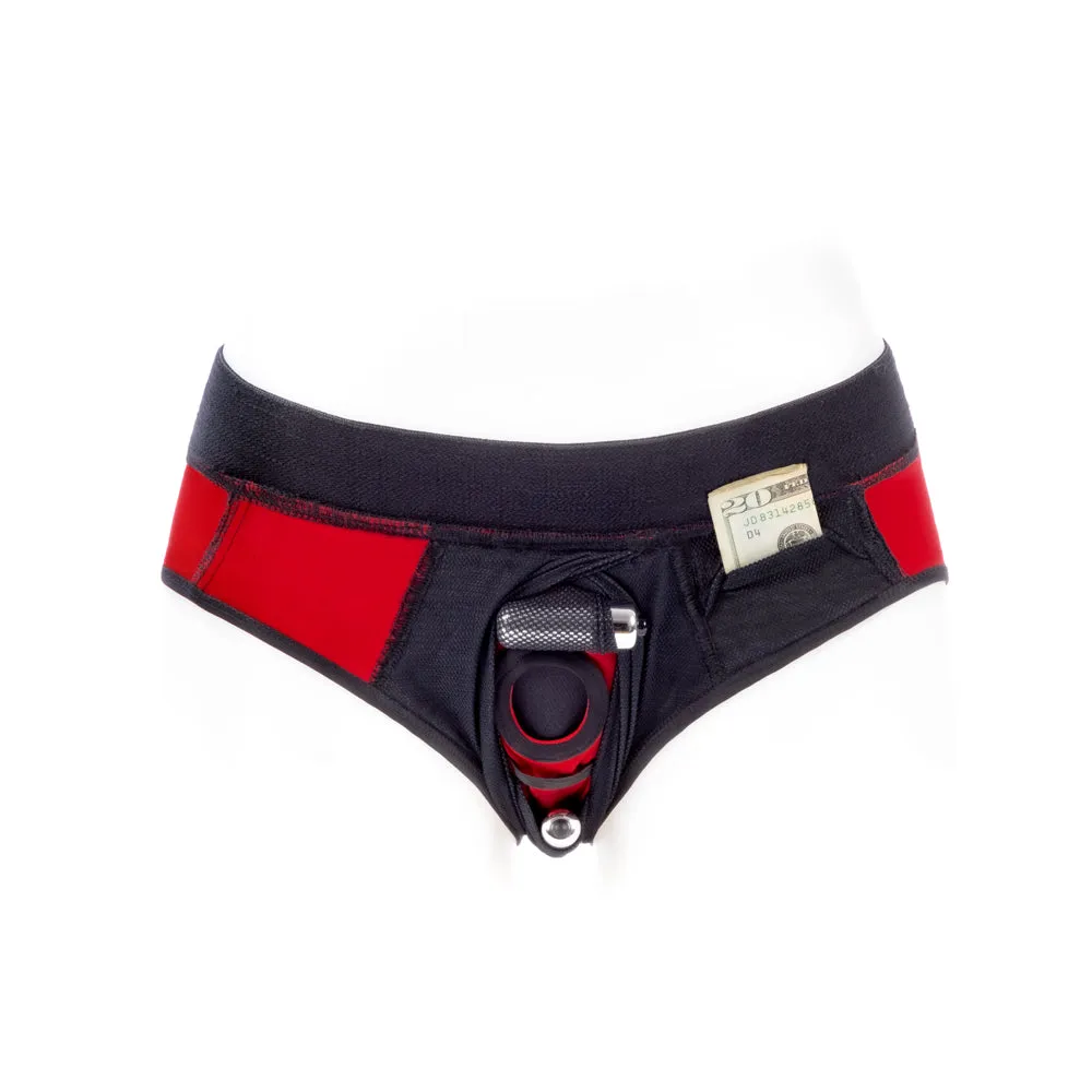 SpareParts Tomboi Cover Brief Style Underwear Harness Nylon Red/Black 3XL