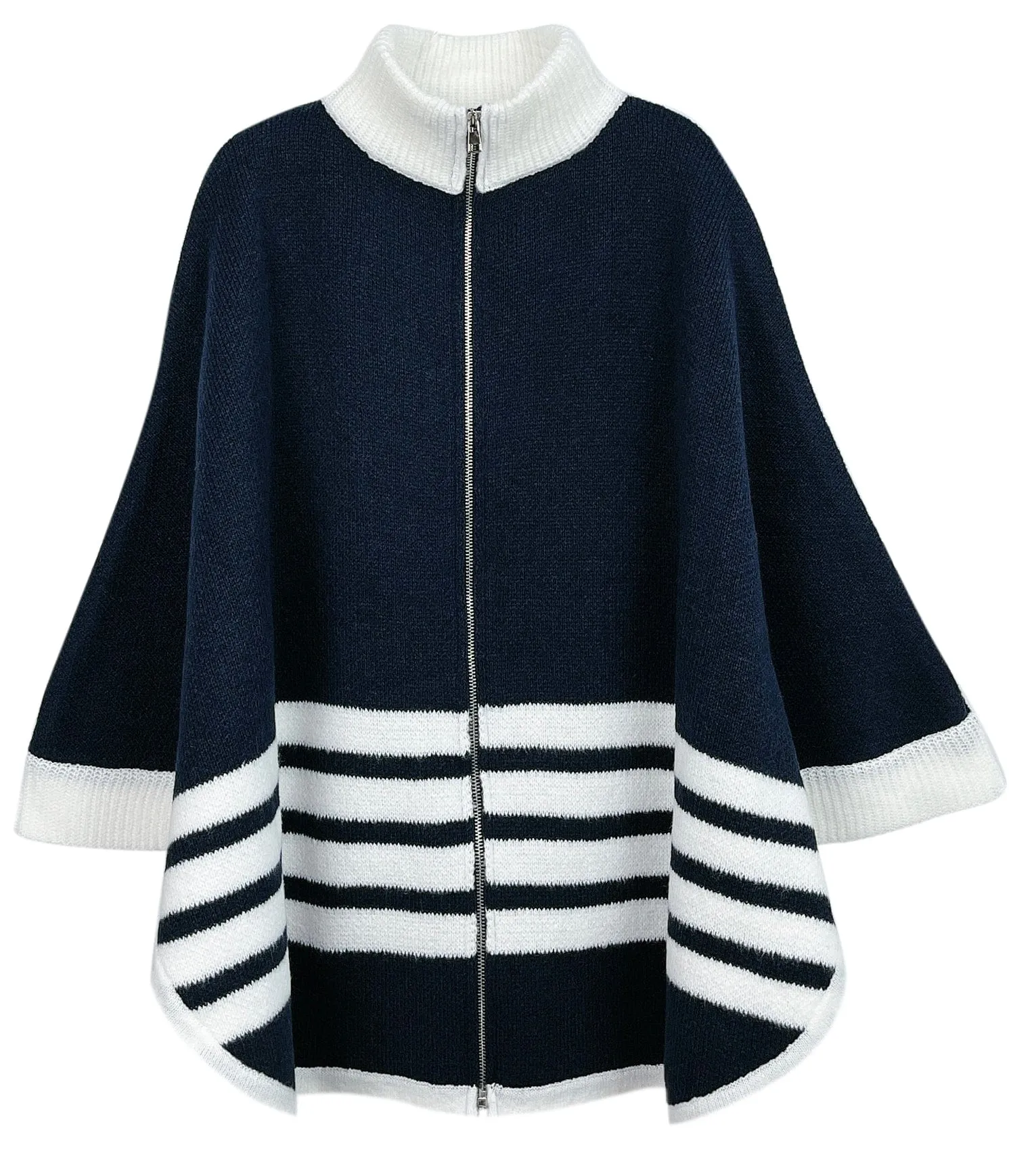 ZCK320012 Sporty Bordered Zip Up Knit Kimono