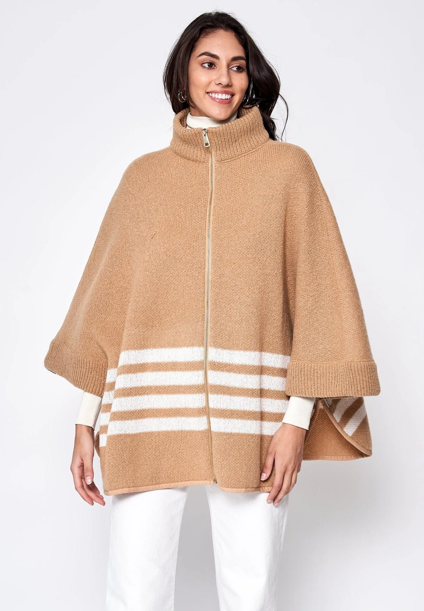 ZCK320012 Sporty Bordered Zip Up Knit Kimono