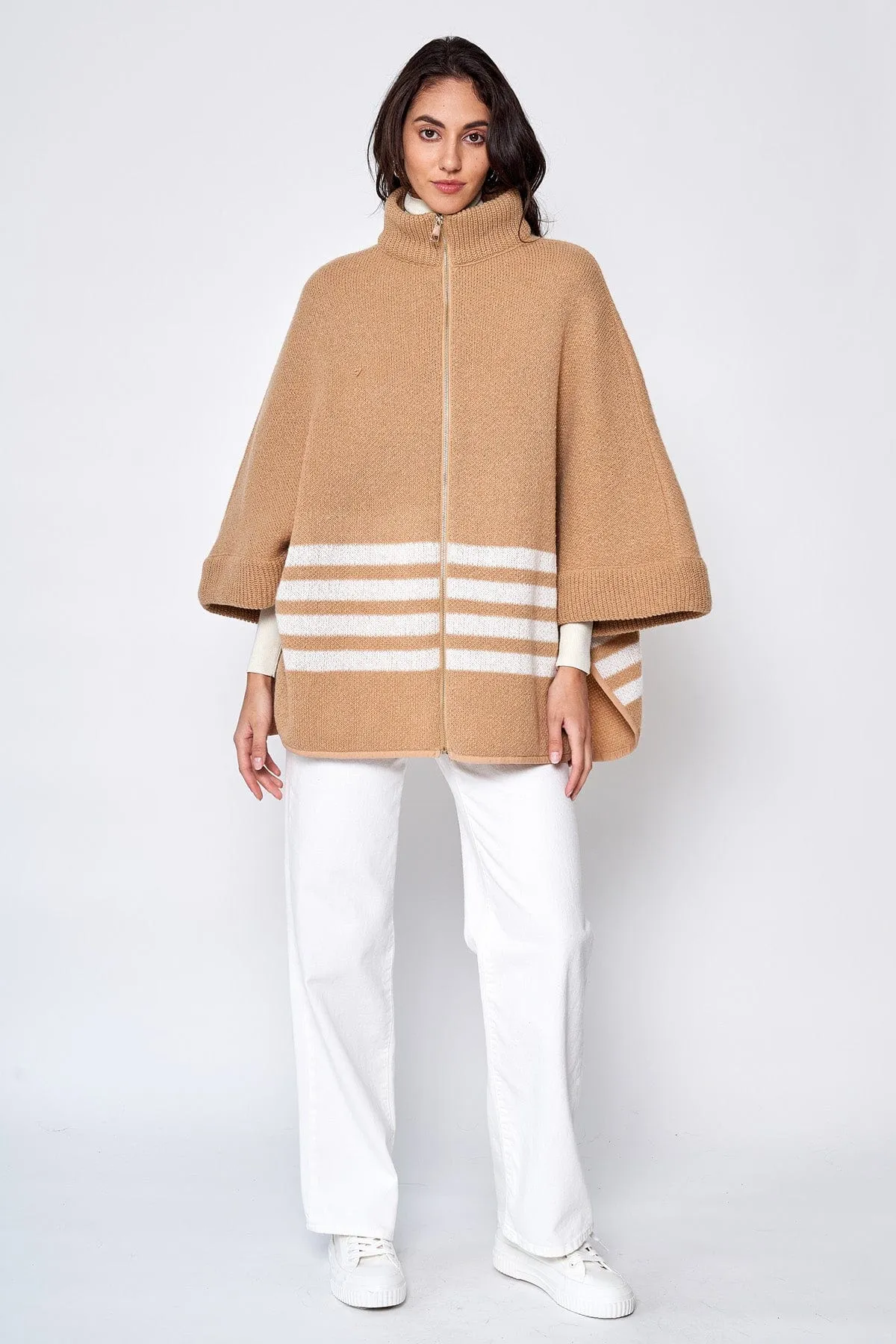 ZCK320012 Sporty Bordered Zip Up Knit Kimono